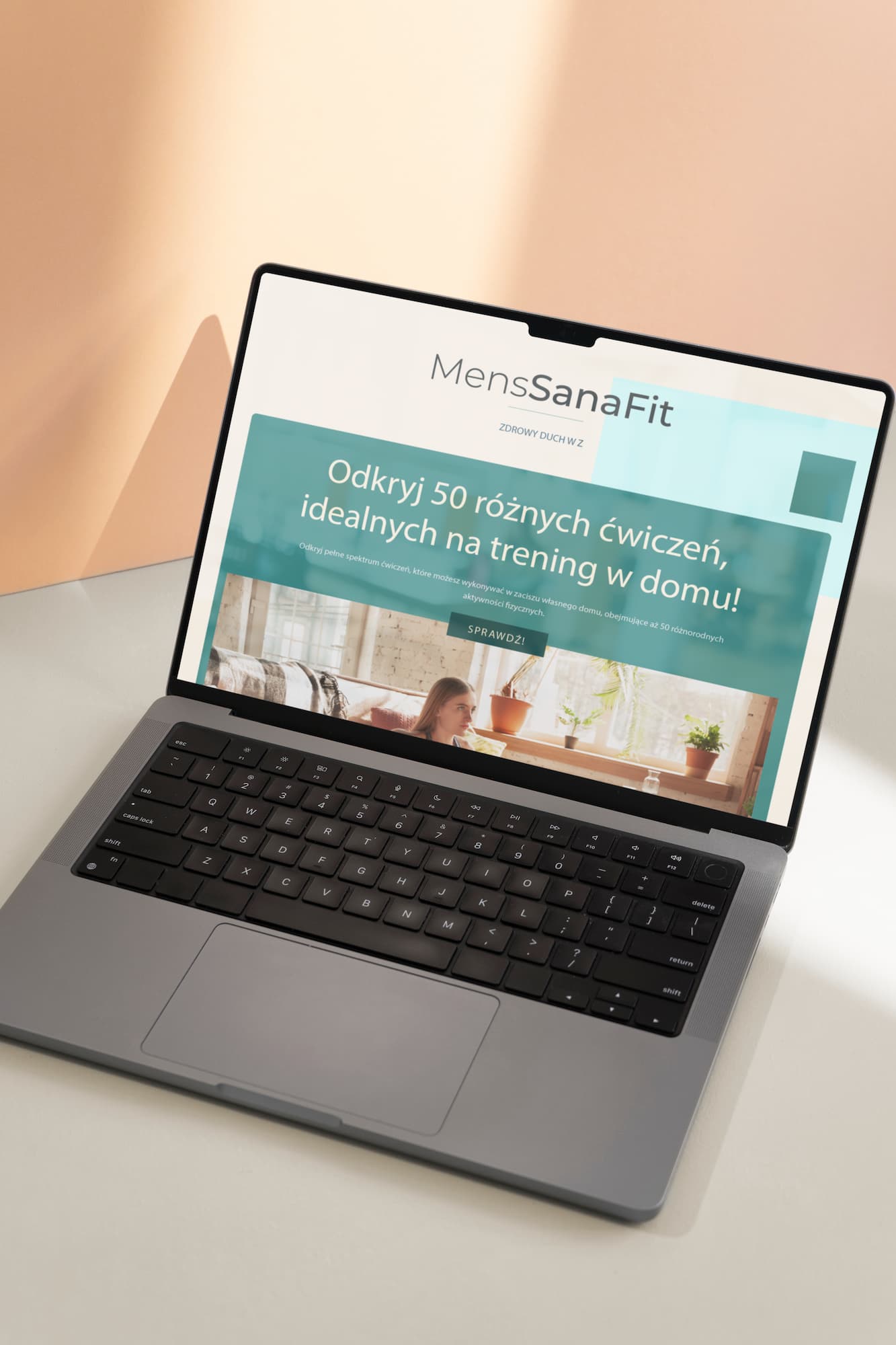 Laptop wyświetlający landing page